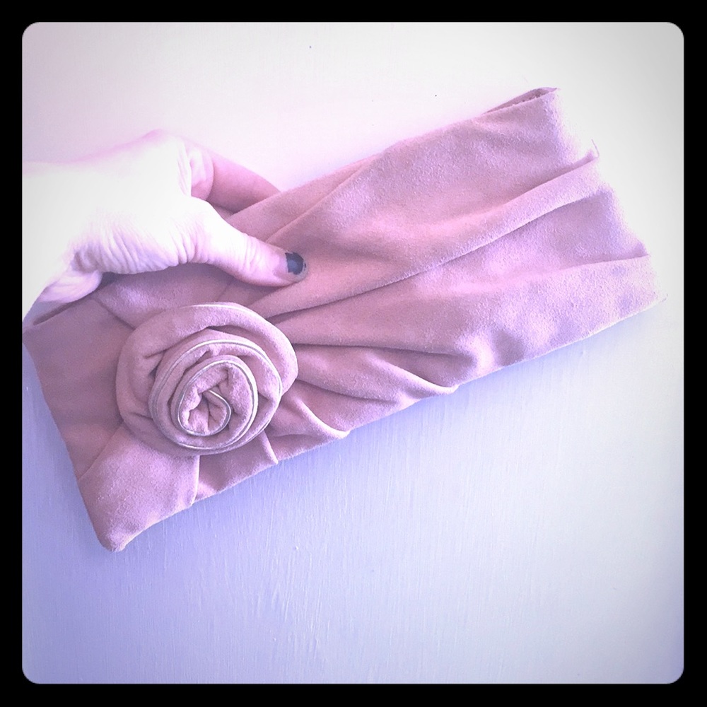 Banana Republic Suede Clutch Pink Rose Gold Trim